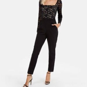 Express Black Nude Lace Detail Jumpsuit Sz 4